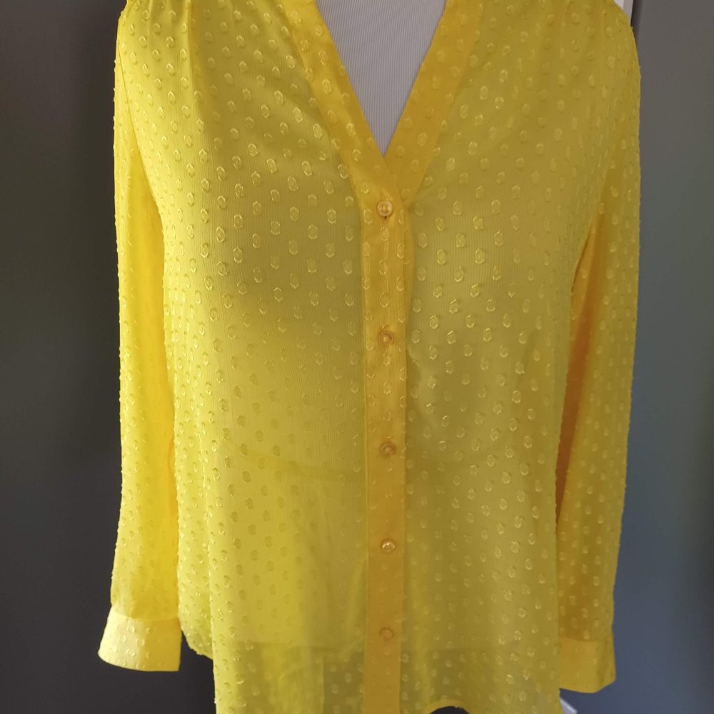 NWT!  Banana Republic Factory Yellow Dot Blouse - size L